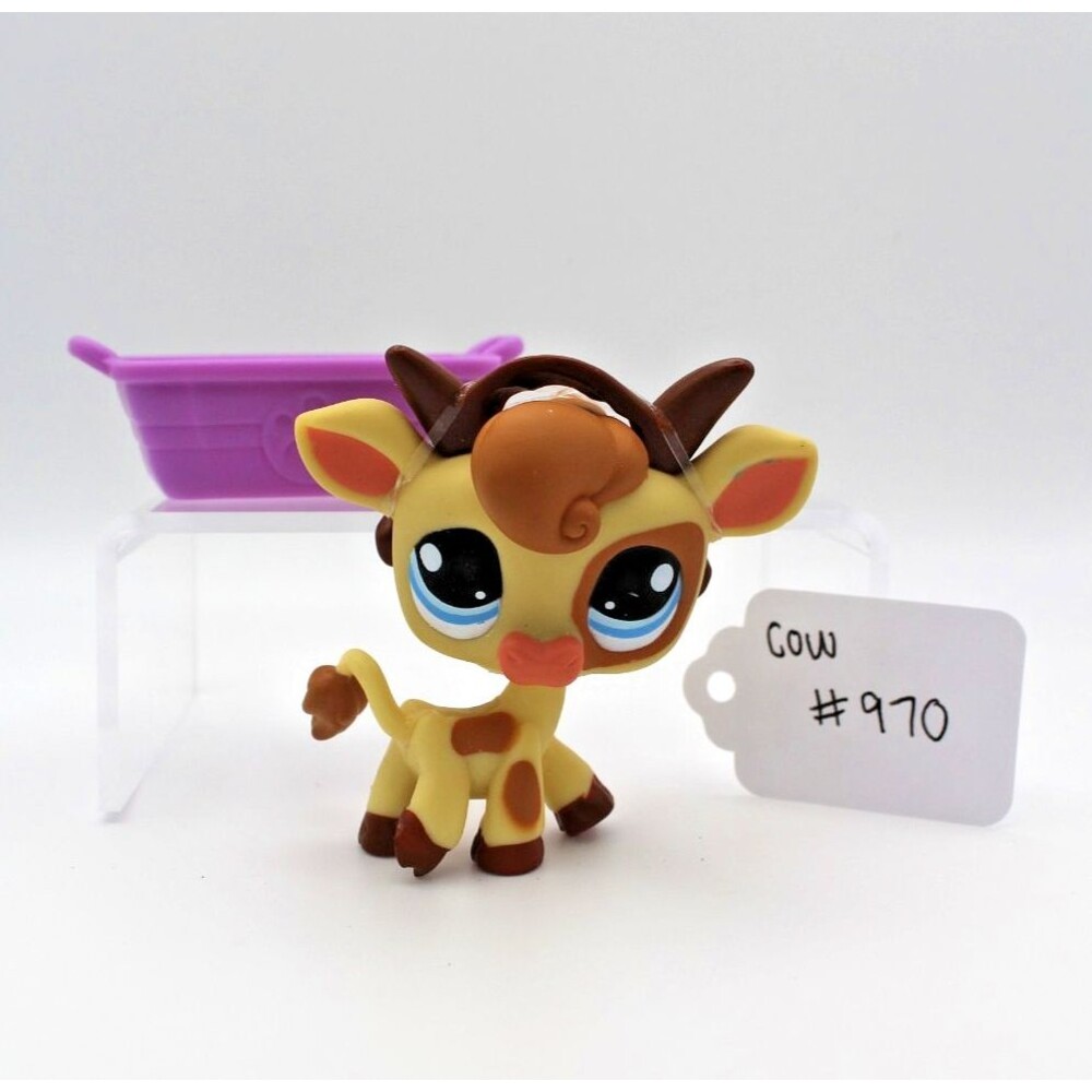 Littlest Pet Shop LPS #970 Cow Calf Authentic Hasbro Vintage Accessories
